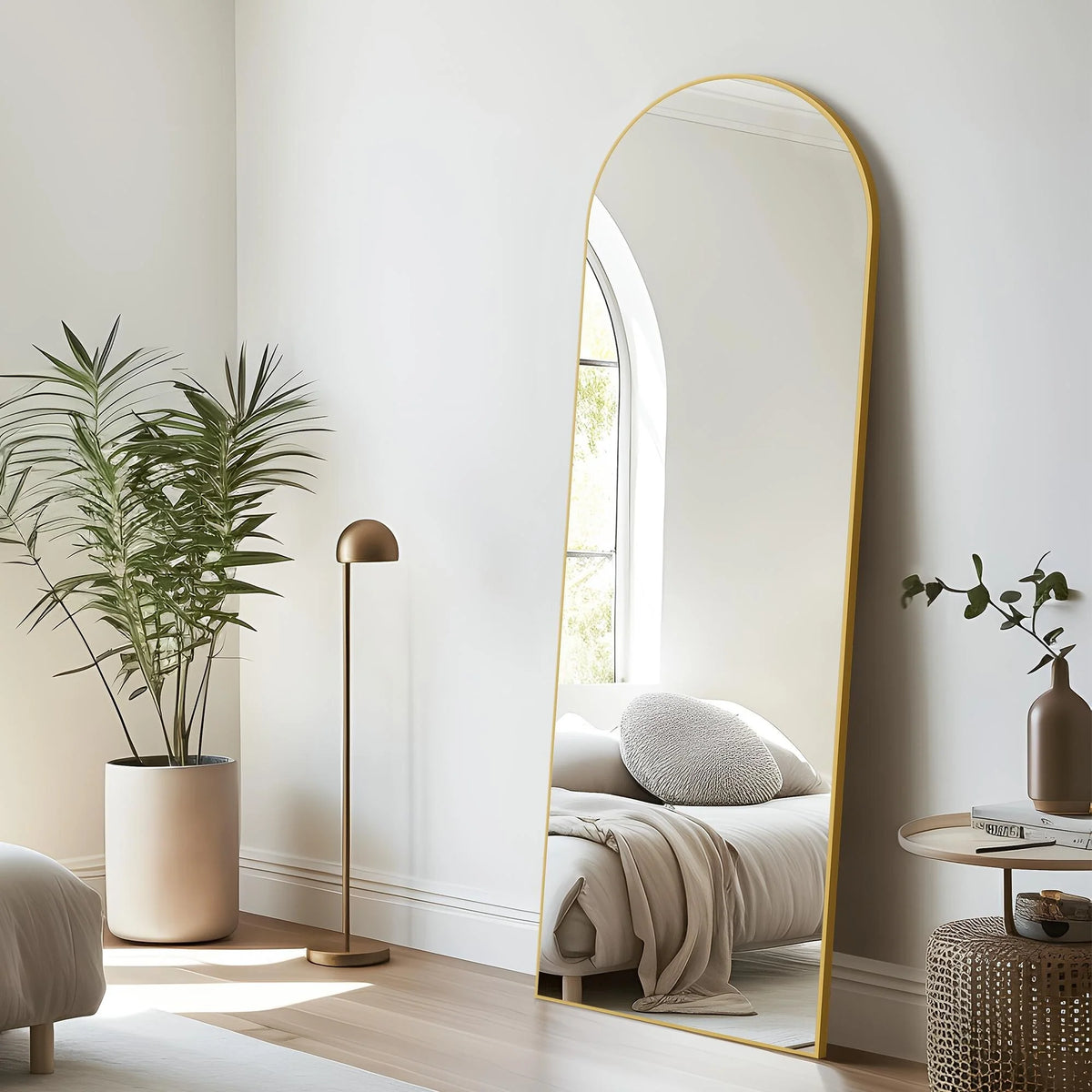 Arched Full Length Floor Mirror, Large Full Body Standing and Wall Mounted Mirror for Bedroom, Living Room and Home Decor
