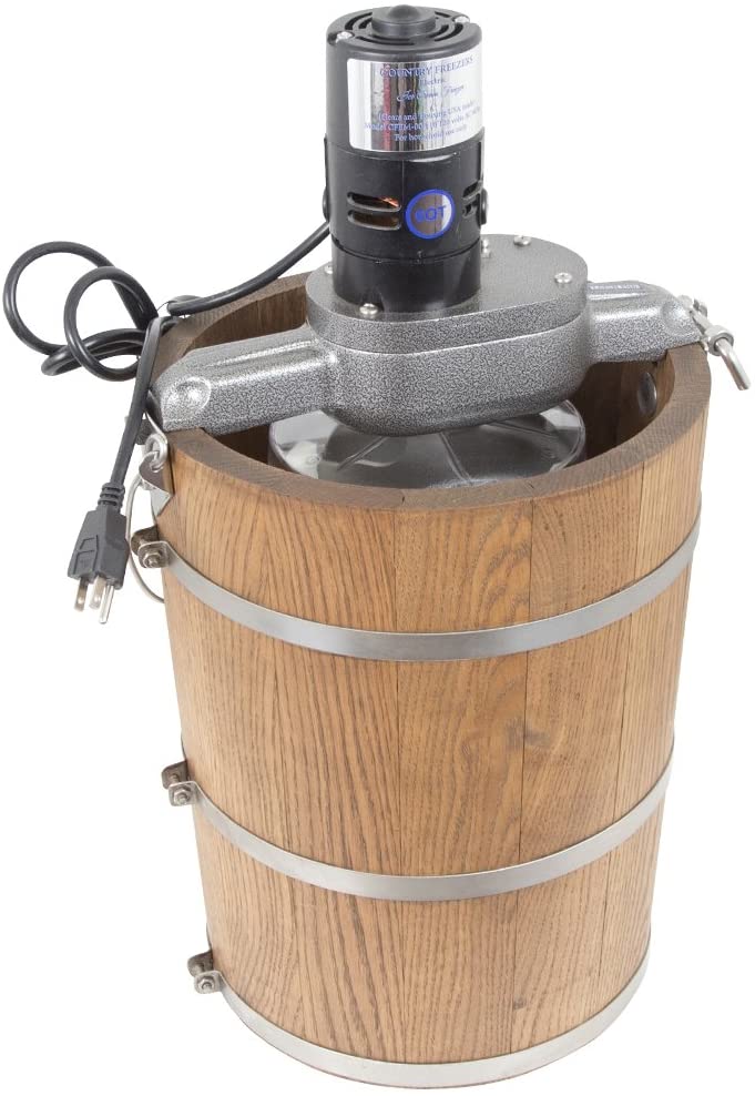 6-Quart Wooden Tub Ice Cream Maker with Electric Motor, Classic Country Style
