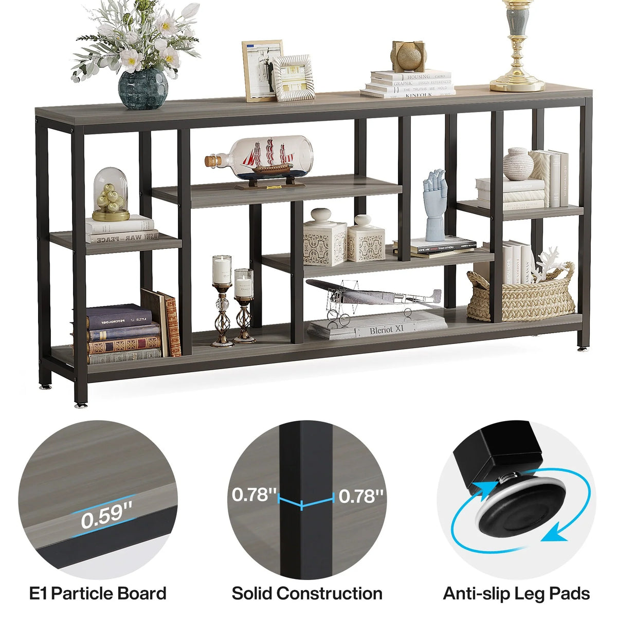 70.9 Inch Console Sofa Table with Storage, 3-Tier Entryway Table for Hallway