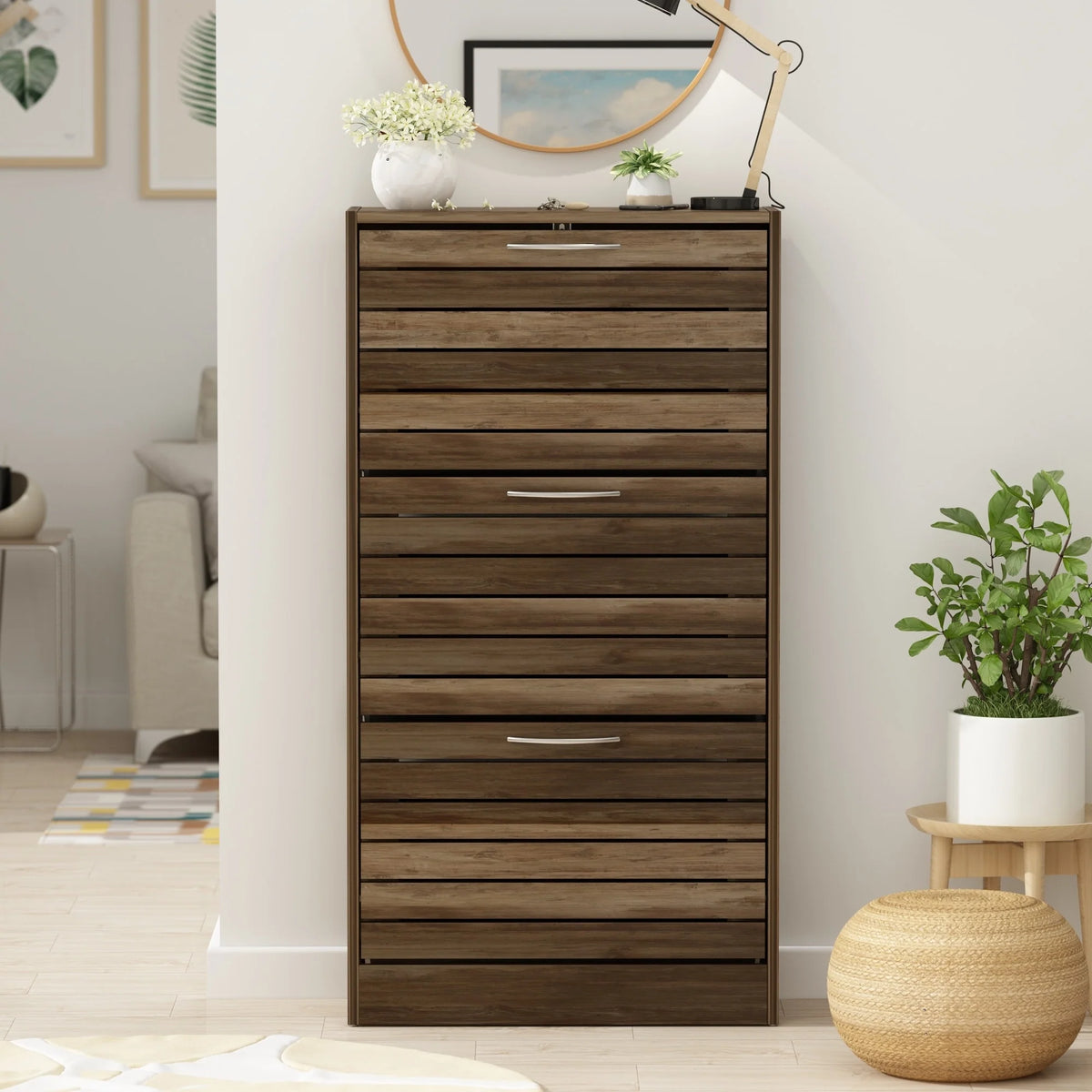 Modern Shoe Storage Cabinet for Entryway and Hallway, Space-Saving Shoe Organizer