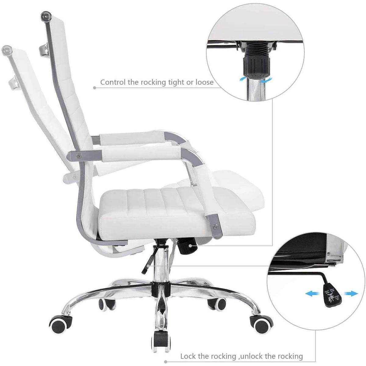 Ergonomic Ribbed Office Chair, Modern Computer Desk Chair with Comfortable Upholstered Seat for Home and Office