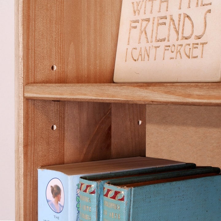 Tall Narrow Wood Bookcase, Slim Freestanding Bookshelf for Small Spaces, Home Office and Living Room