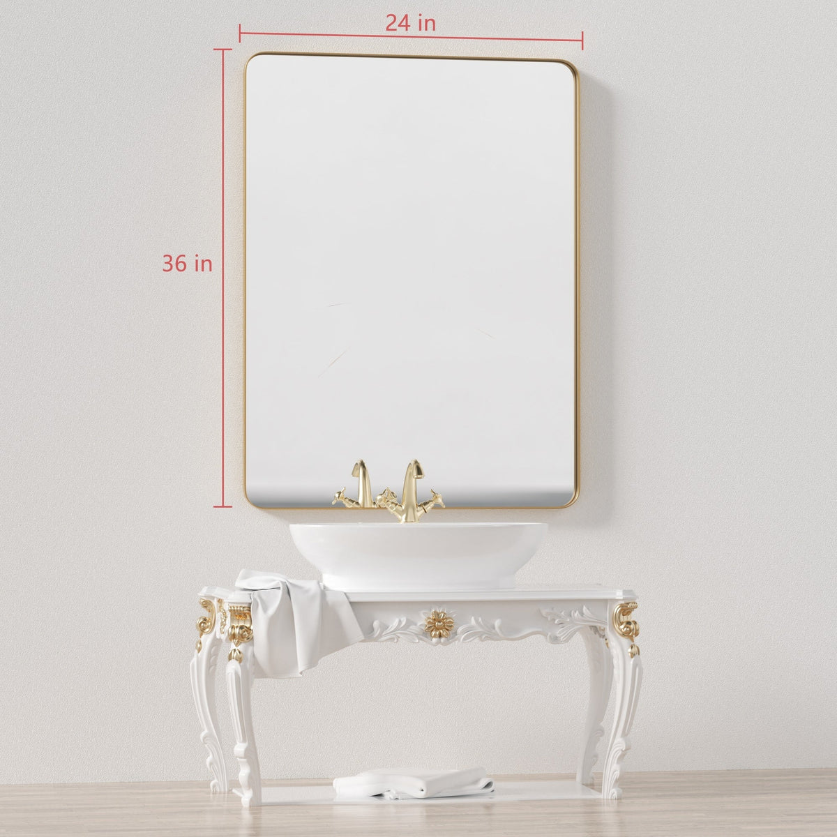 Wall Mirror Vanity Mirror, Bathroom Mirror with Rounded Corners, 1 Piece