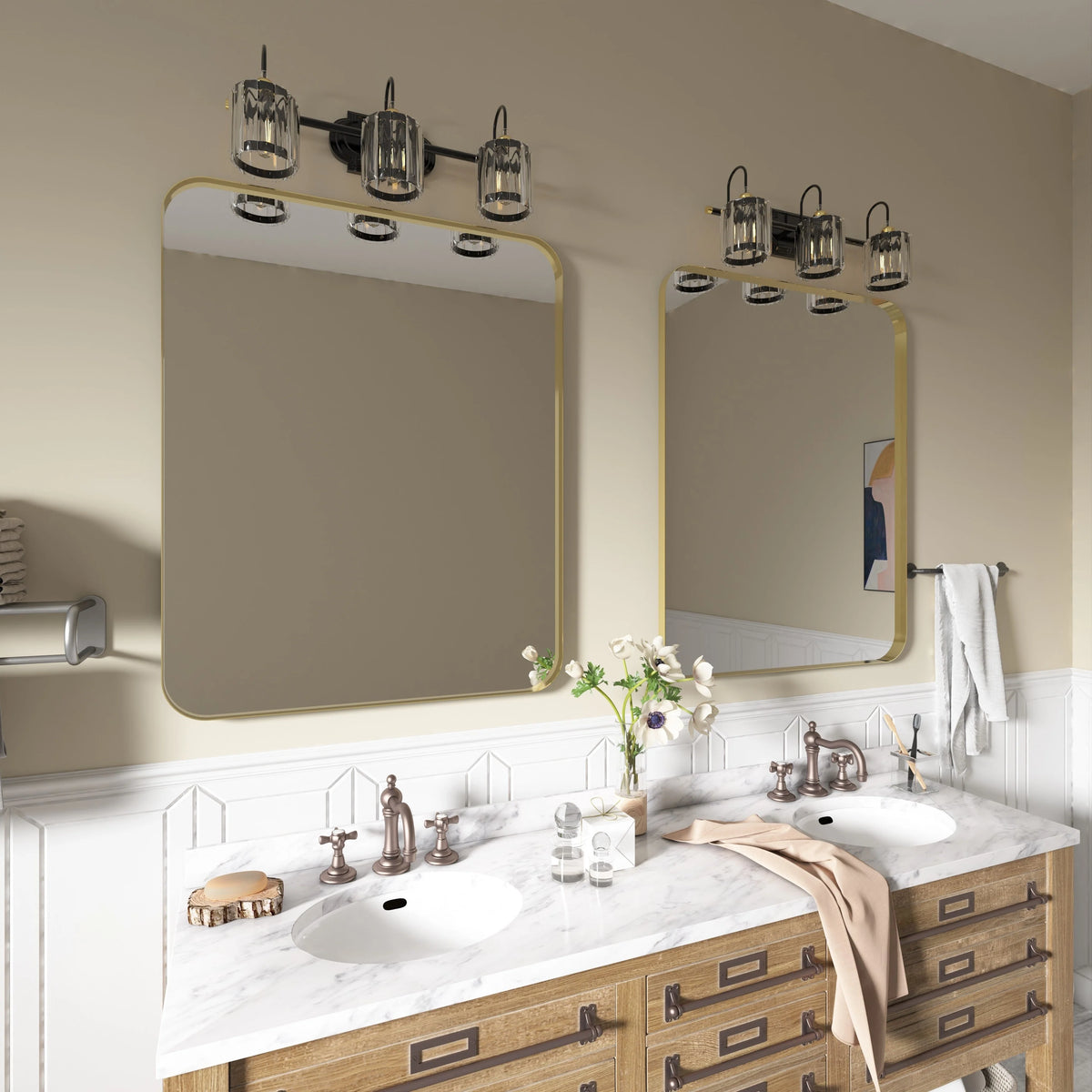 Aluminum Alloy Rounded Corner Vanity Mirror, Modern Wall Mounted Mirror for Bathroom, Bedroom and Home Decor
