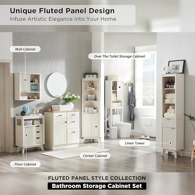 Modern Bathroom Wall Cabinet, Wall Mounted Medicine Storage Organizer with Shelves for Home Organization