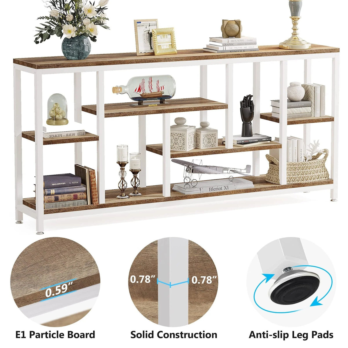 70.9 Inch Console Sofa Table with Storage, 3-Tier Entryway Table for Hallway