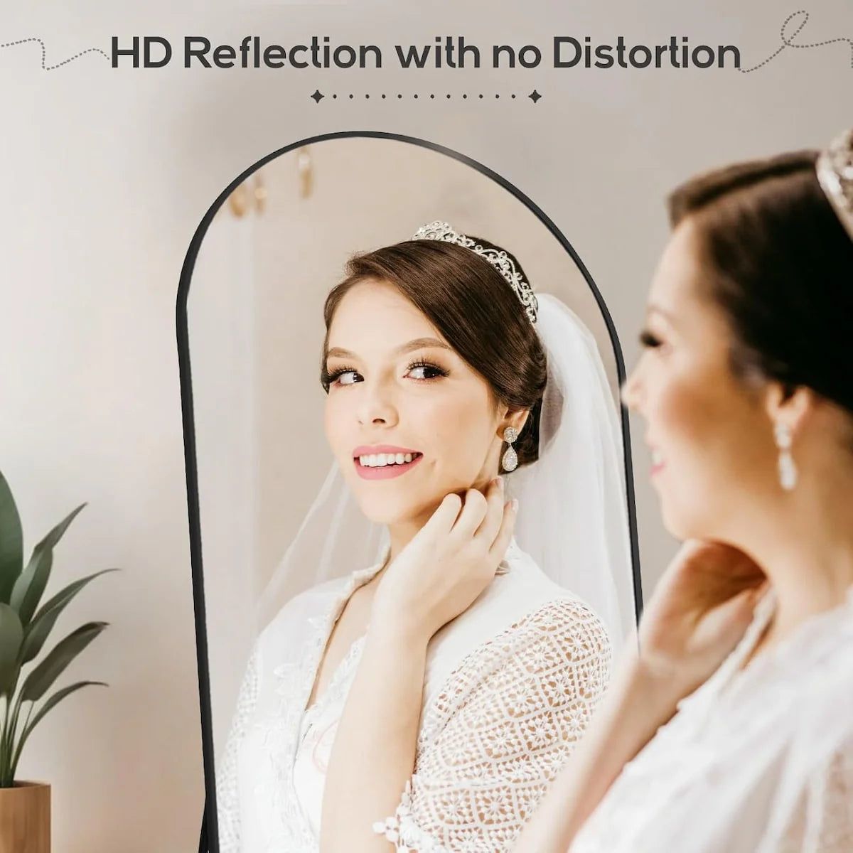 21x64 Arched Full-Length Mirror �� Shatter-Proof Glass with Aluminum Alloy Stand