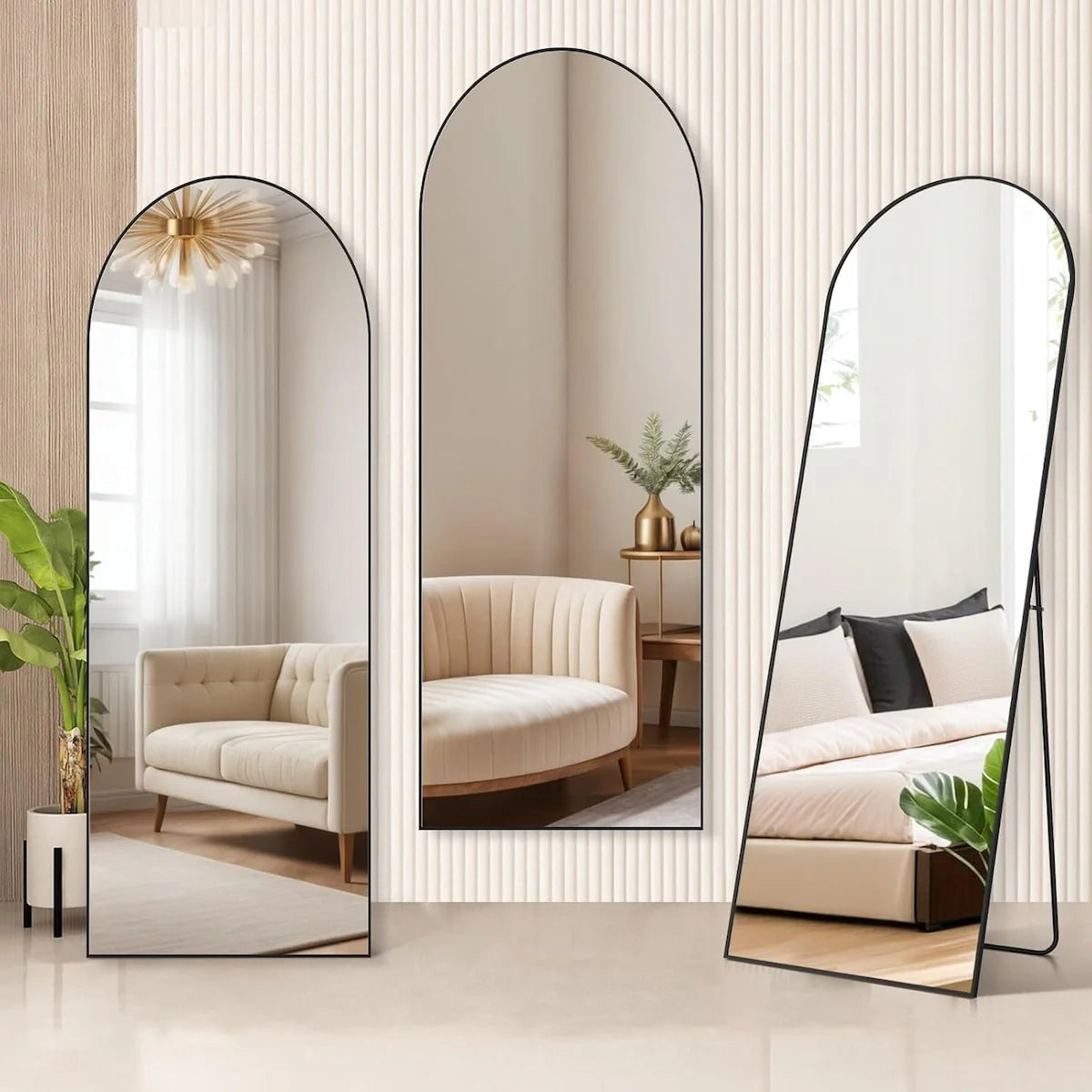 21x64 Arched Full-Length Mirror �� Shatter-Proof Glass with Aluminum Alloy Stand