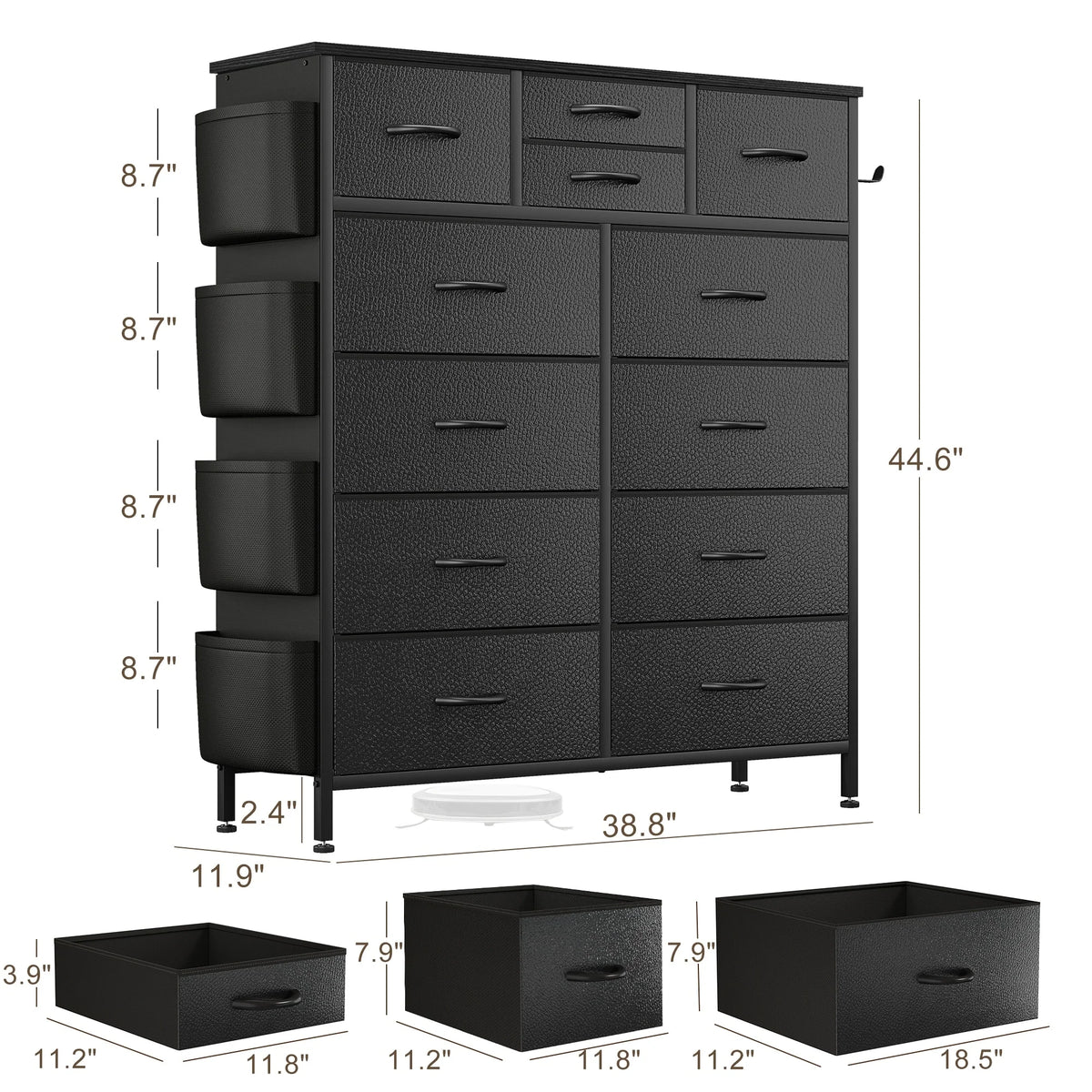 12 Drawer Fabric Dresser, Tall Bedroom Chest of Drawers with Storage