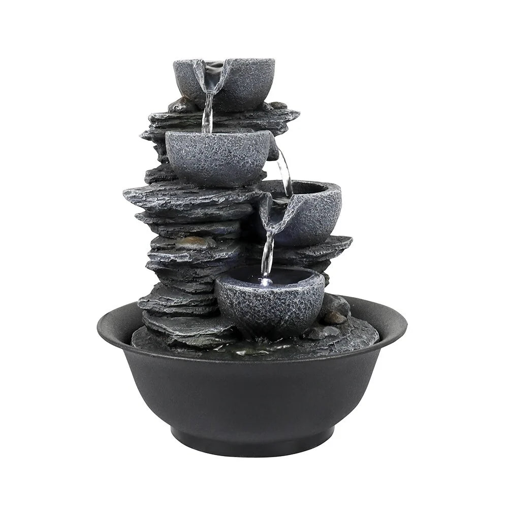 4-Tier Indoor Water Fountain, Relaxing Waterfall Feature for Home, Living Room and Bedroom Decor