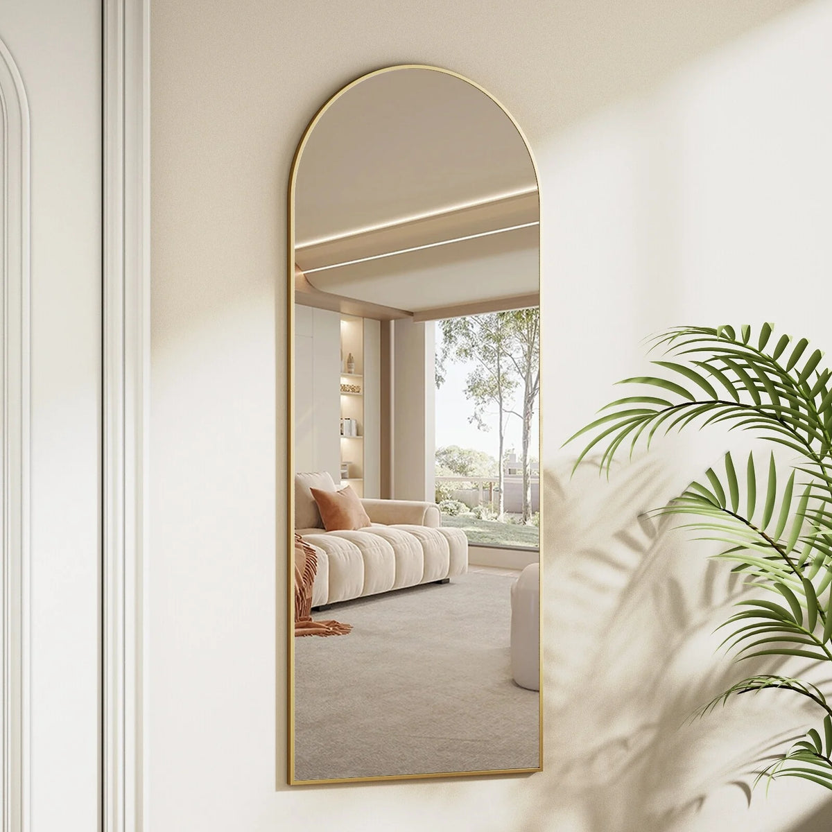 48 x 16 Inch Full Length Wall Mirror with Leather Strap, Hanging Full Body Mirror for Bedroom, Entryway and Home Decor