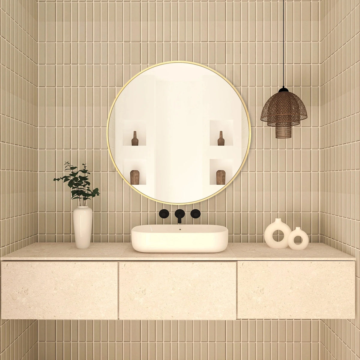 Modern Round Bathroom Vanity Mirror, Wall Mounted Circular Mirror for Bathroom, Bedroom and Home Decor