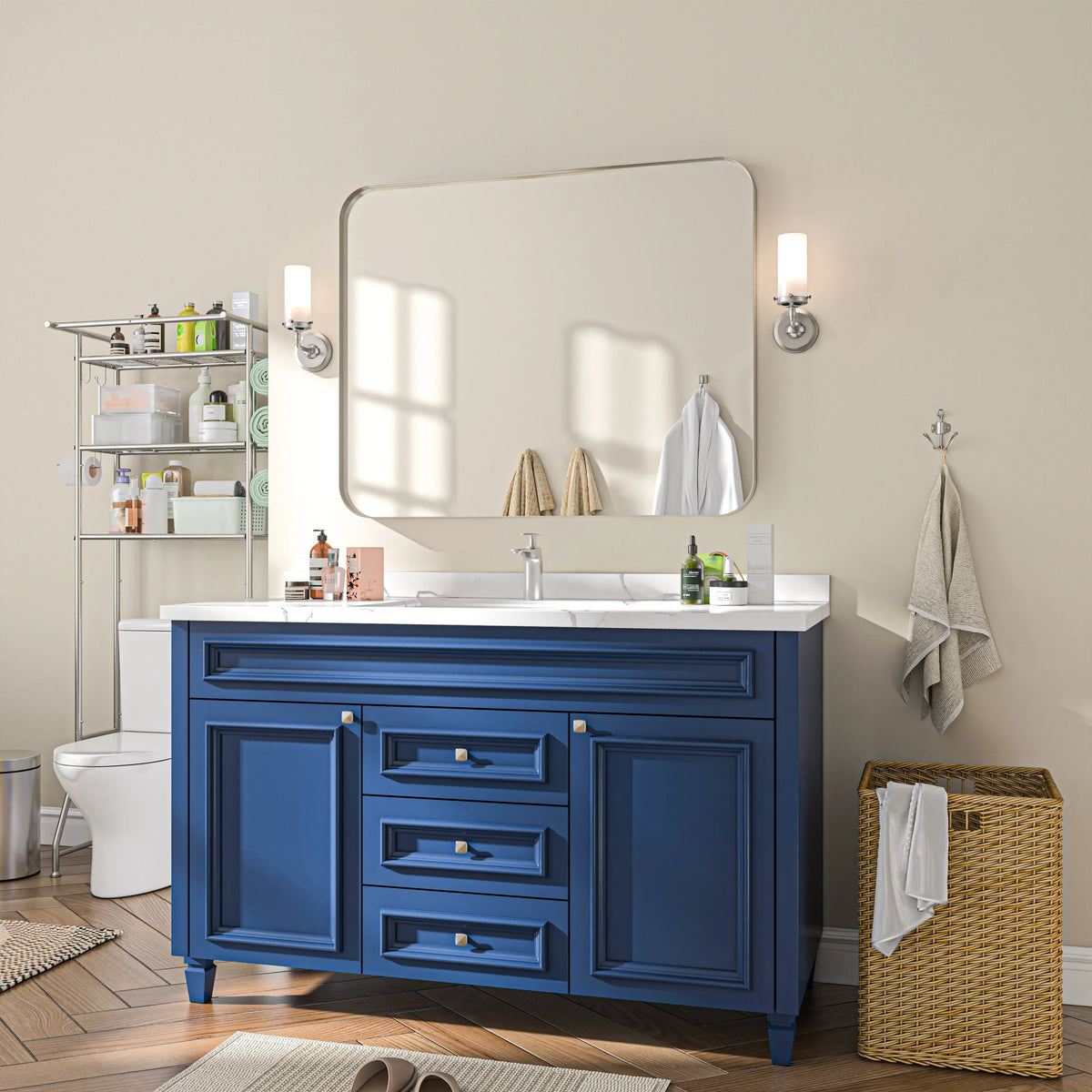 Aluminum Alloy Rounded Corner Vanity Mirror, Modern Wall Mounted Mirror for Bathroom, Bedroom and Home Decor