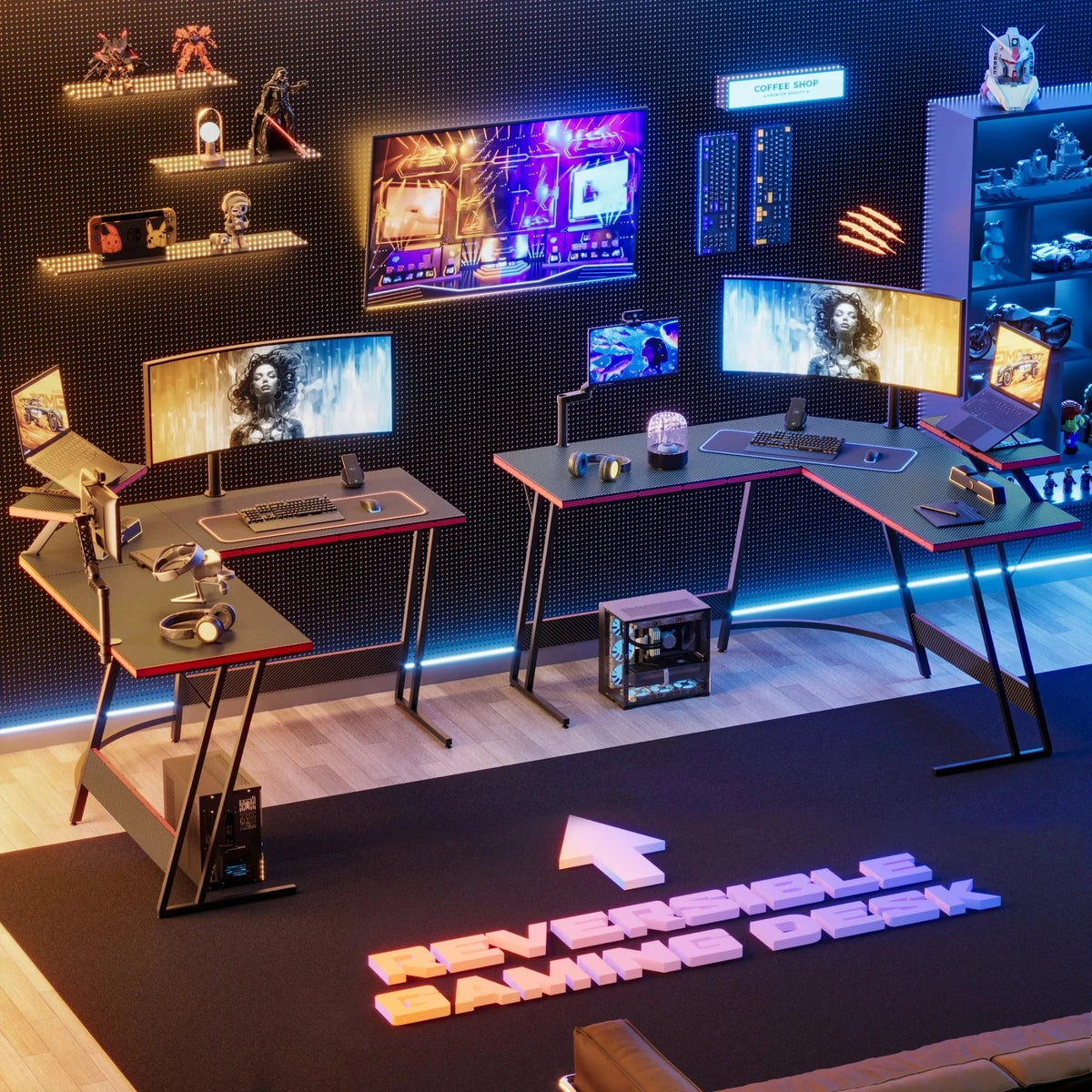 L-Shaped Gaming Desk, Computer Corner Desk and Office Writing Desk for Home