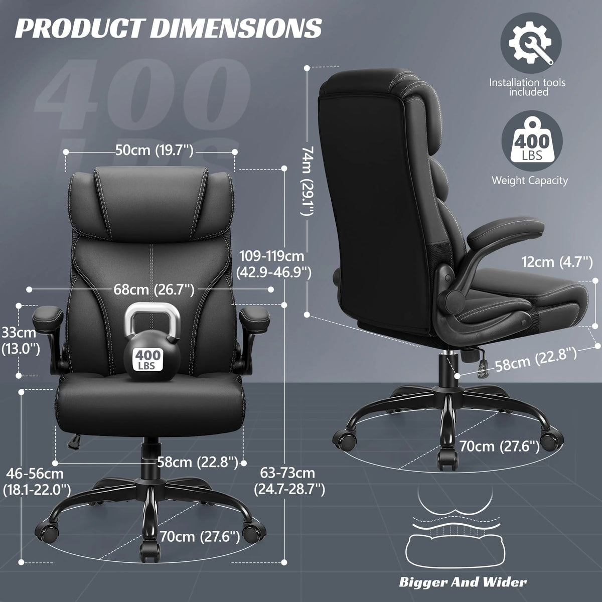Ergonomic Big and Tall Executive Office Chair, High Back Computer Desk Chair for Home Office and Workspace