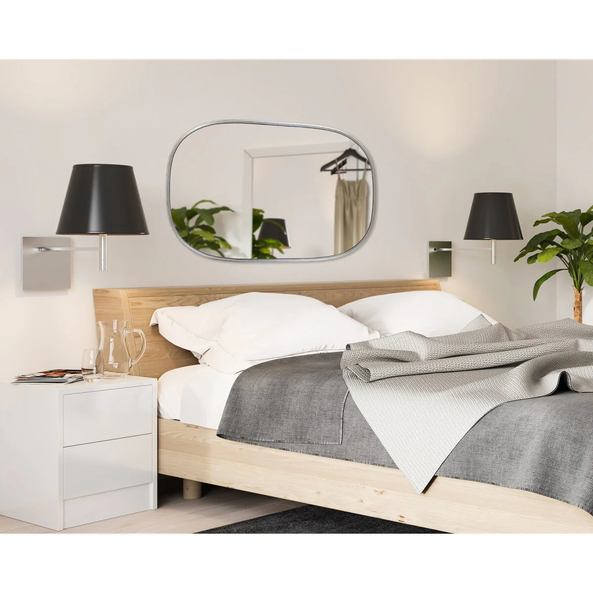 Modern Capsule Framed Wall Mirror, Decorative Oval Accent Mirror for Living Room, Bedroom and Entryway