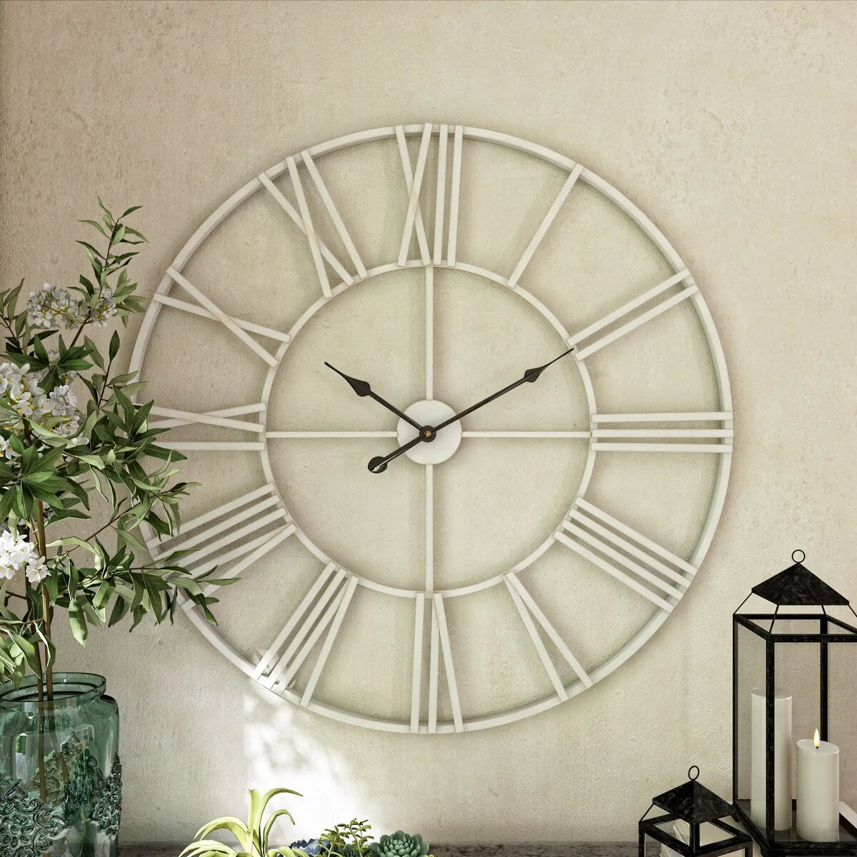 Modern Round Metal Wall Clock, Decorative Circular Hanging Clock for Living Room, Bedroom and Office