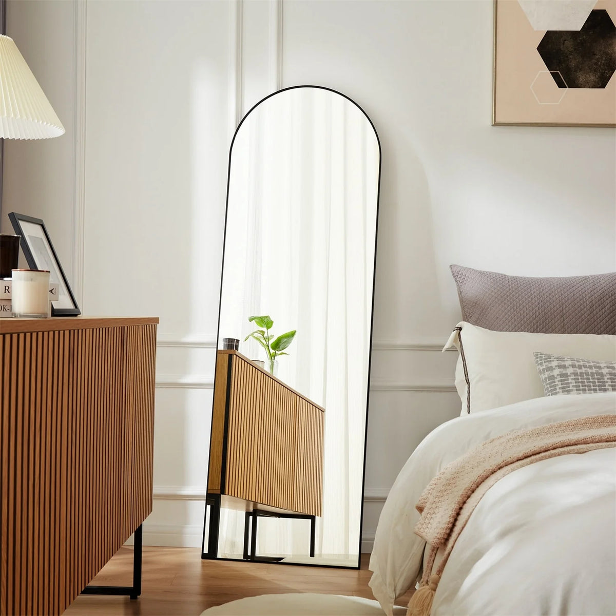 Full Length Mirror with Stand, Aluminum Alloy Frame Full Body Floor Mirror for Bedroom and Cloakroom