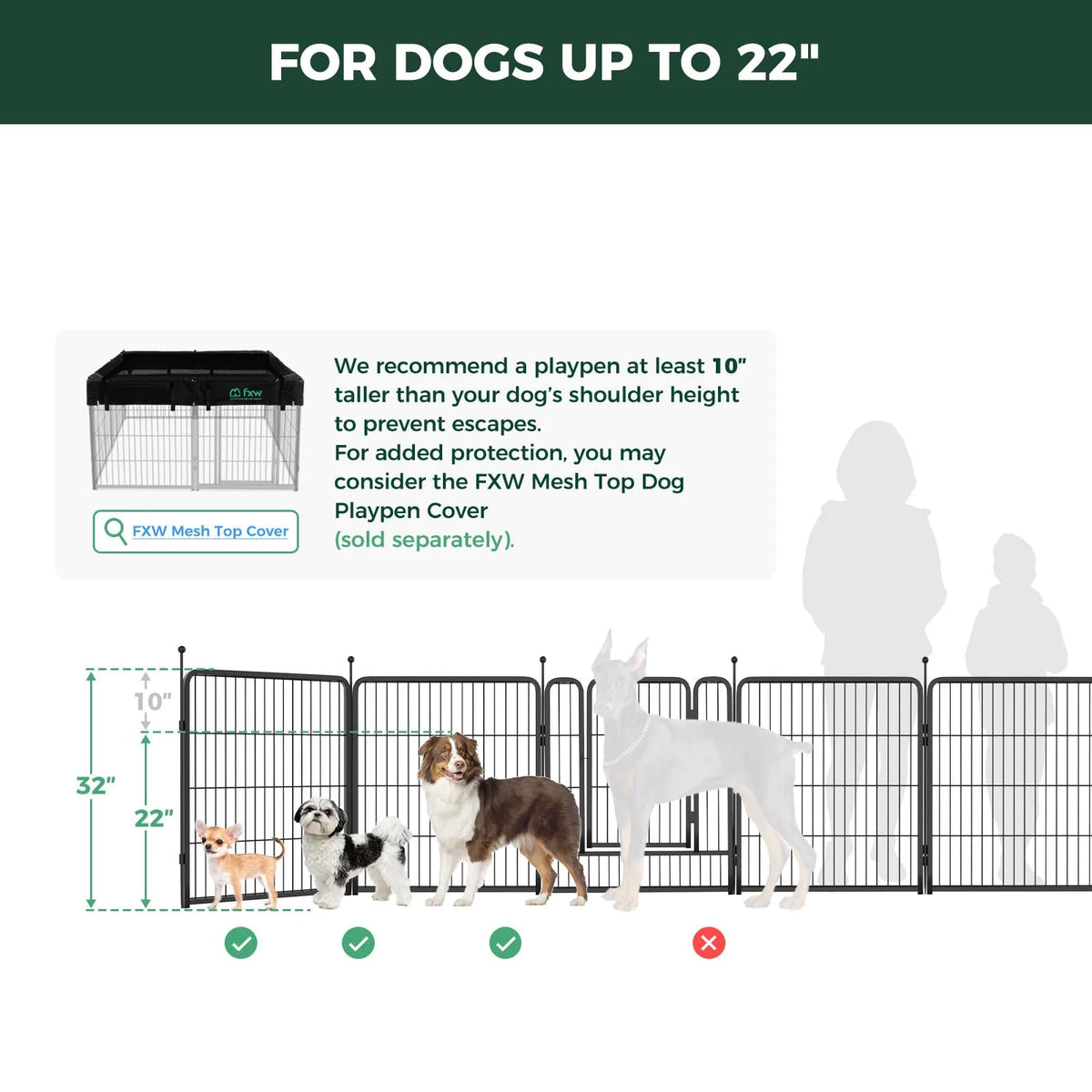 32" Dog Playpen for Small Dogs, Portable Indoor Outdoor Pet Exercise Pen for Puppies and Small Pets