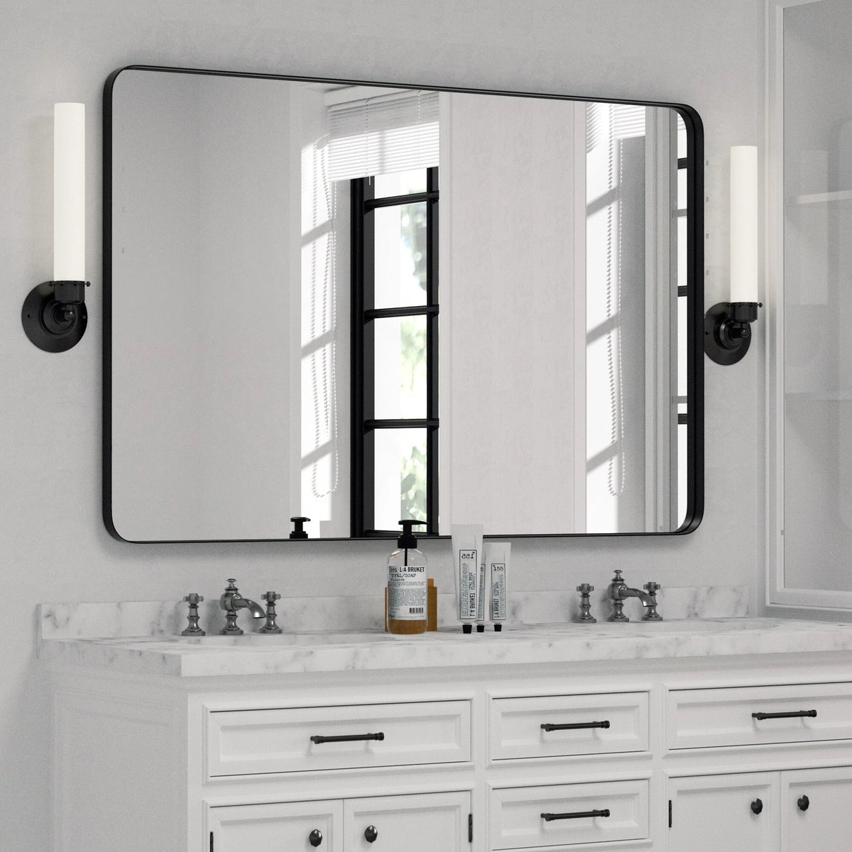 Wall Mirror Vanity Mirror, Bathroom Mirror with Rounded Corners, 1 Piece