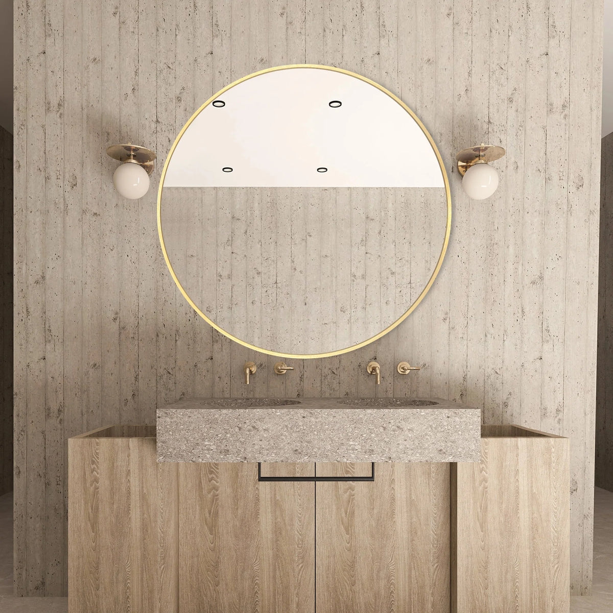Modern Round Bathroom Vanity Mirror, Wall Mounted Circular Mirror for Bathroom, Bedroom and Home Decor