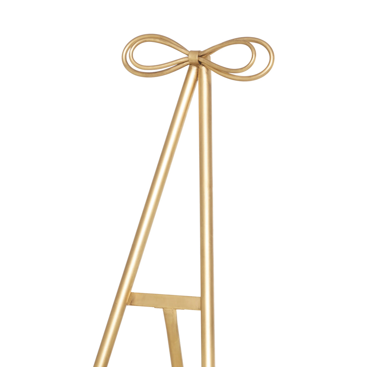 Tall Adjustable 3-Tier Metal Display Stand, Gold Floor Easel with Bow Top