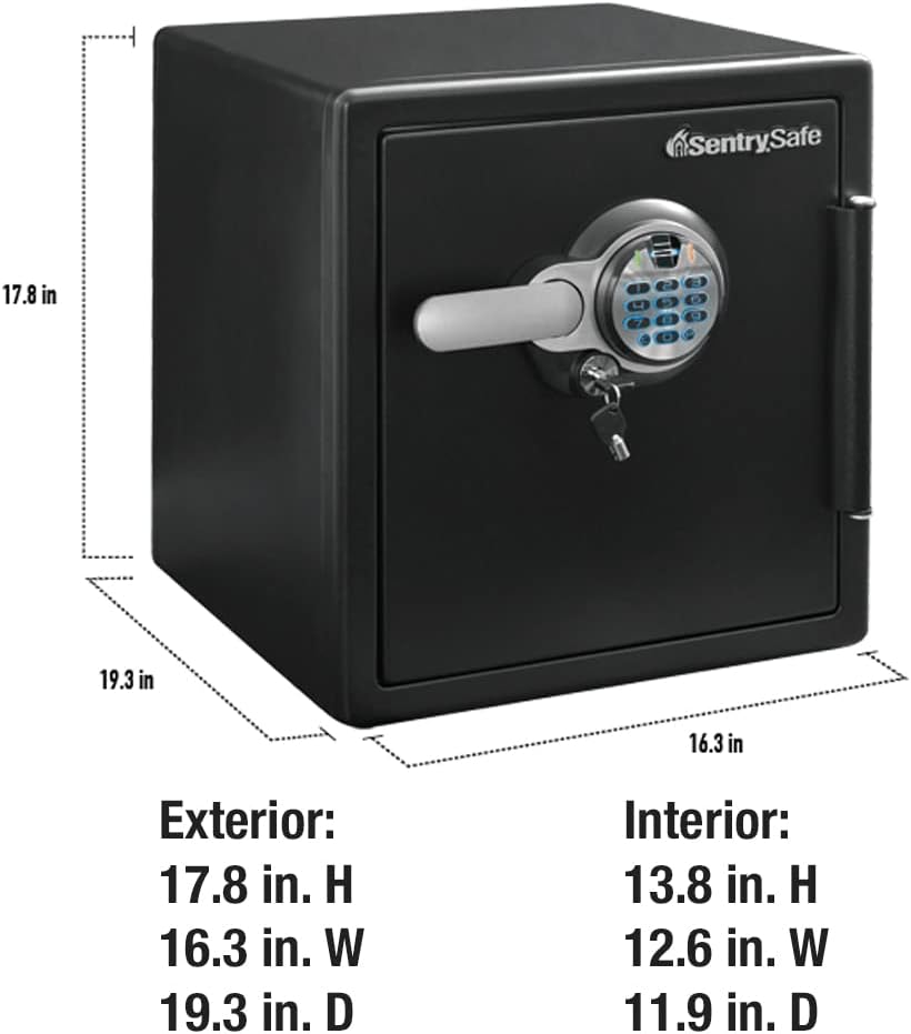 1.23 Cu Ft Waterproof and Fireproof Digital Safe Box, Alloy Steel Security Safe for Home and Office