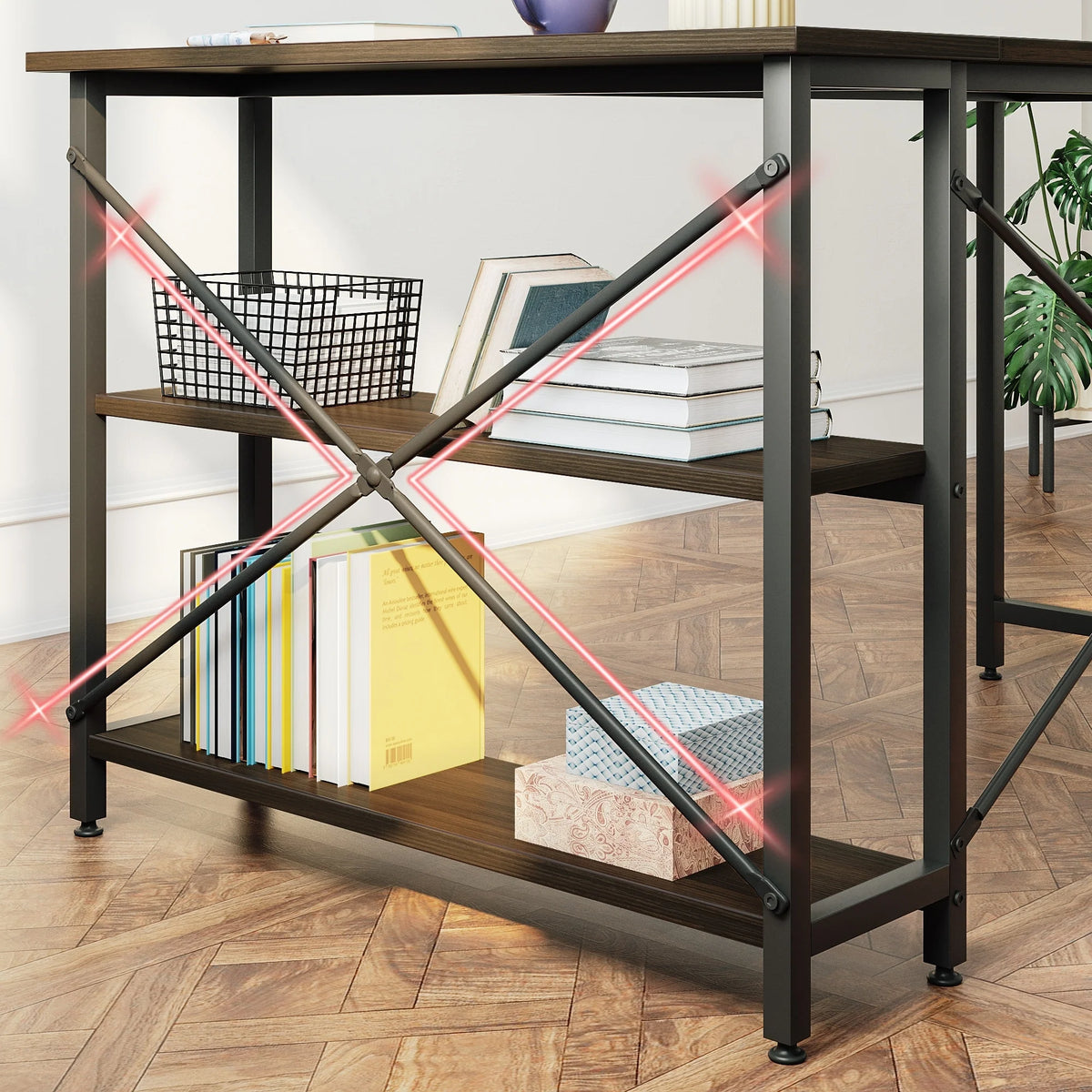 Small L Shaped Computer Desk with Storage Shelves, Compact Corner Workstation for Home Office and Study