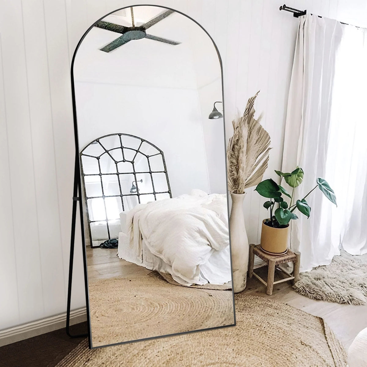 Arched Full Length Floor Mirror, Large Full Body Standing and Wall Mounted Mirror for Bedroom, Living Room and Home Decor