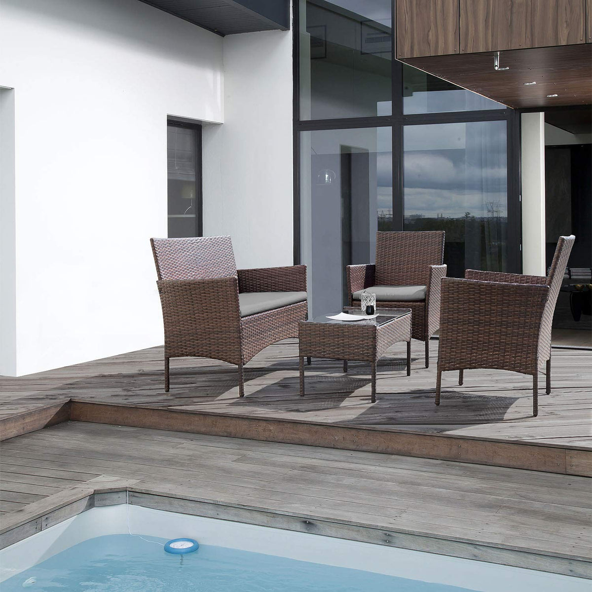 4-Piece Outdoor Patio Furniture Set, Rattan Wicker Chairs and Outdoor Seating Set