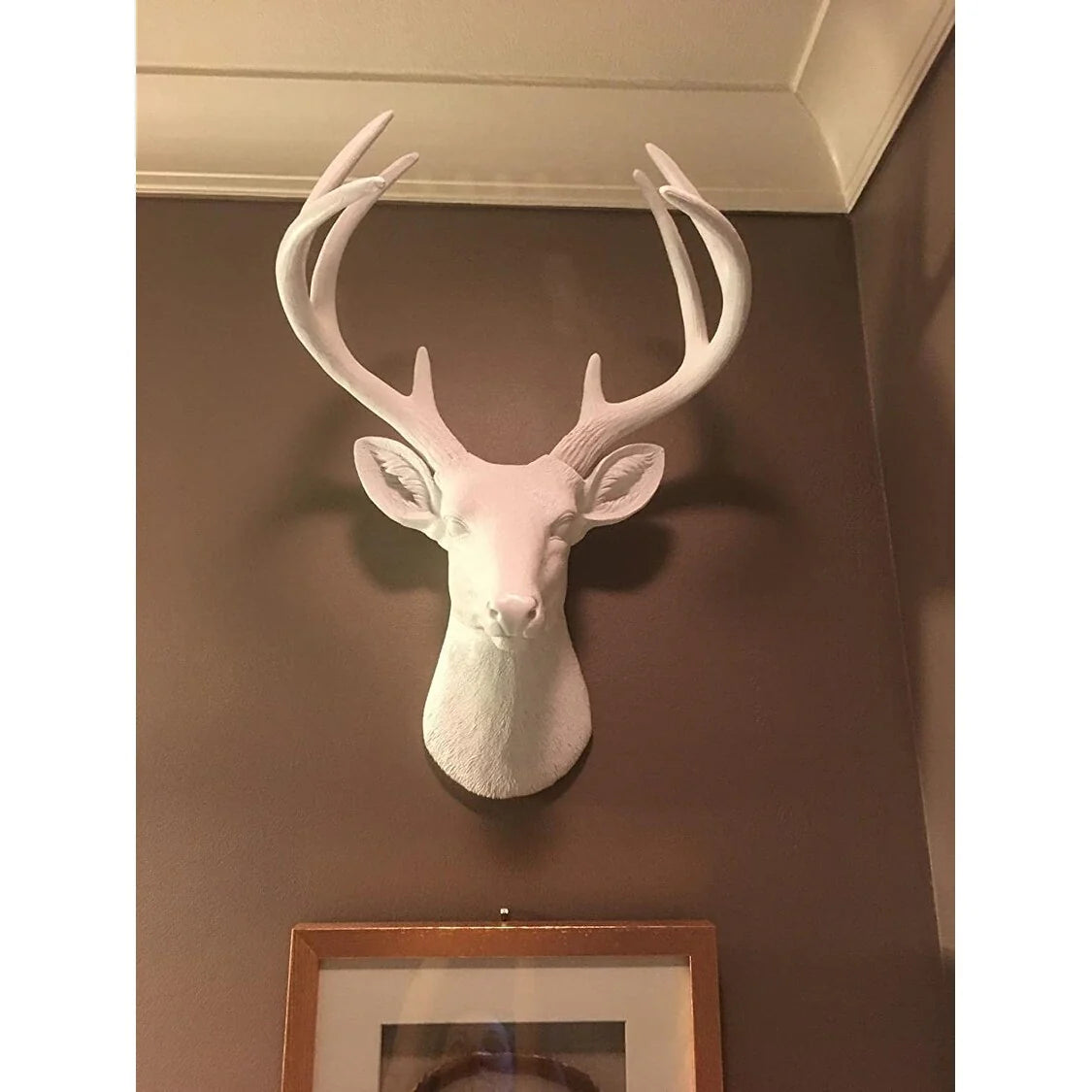 White Deer Head Wall Decor, Modern Decorative Animal Head Sculpture for Living Room, Bedroom and Home Decoration