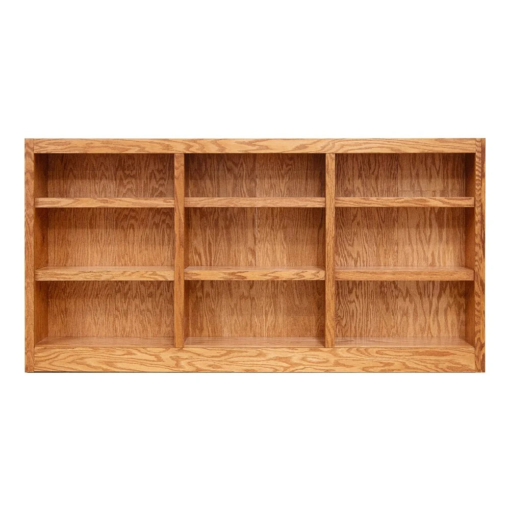 Triple Wide Wood Bookcase, 9 Shelf 36 Inch Tall Bookshelf for Home, Office and Display Storage