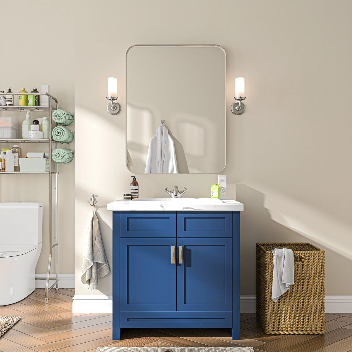 Aluminum Alloy Rounded Corner Vanity Mirror, Modern Wall Mounted Mirror for Bathroom, Bedroom and Home Decor