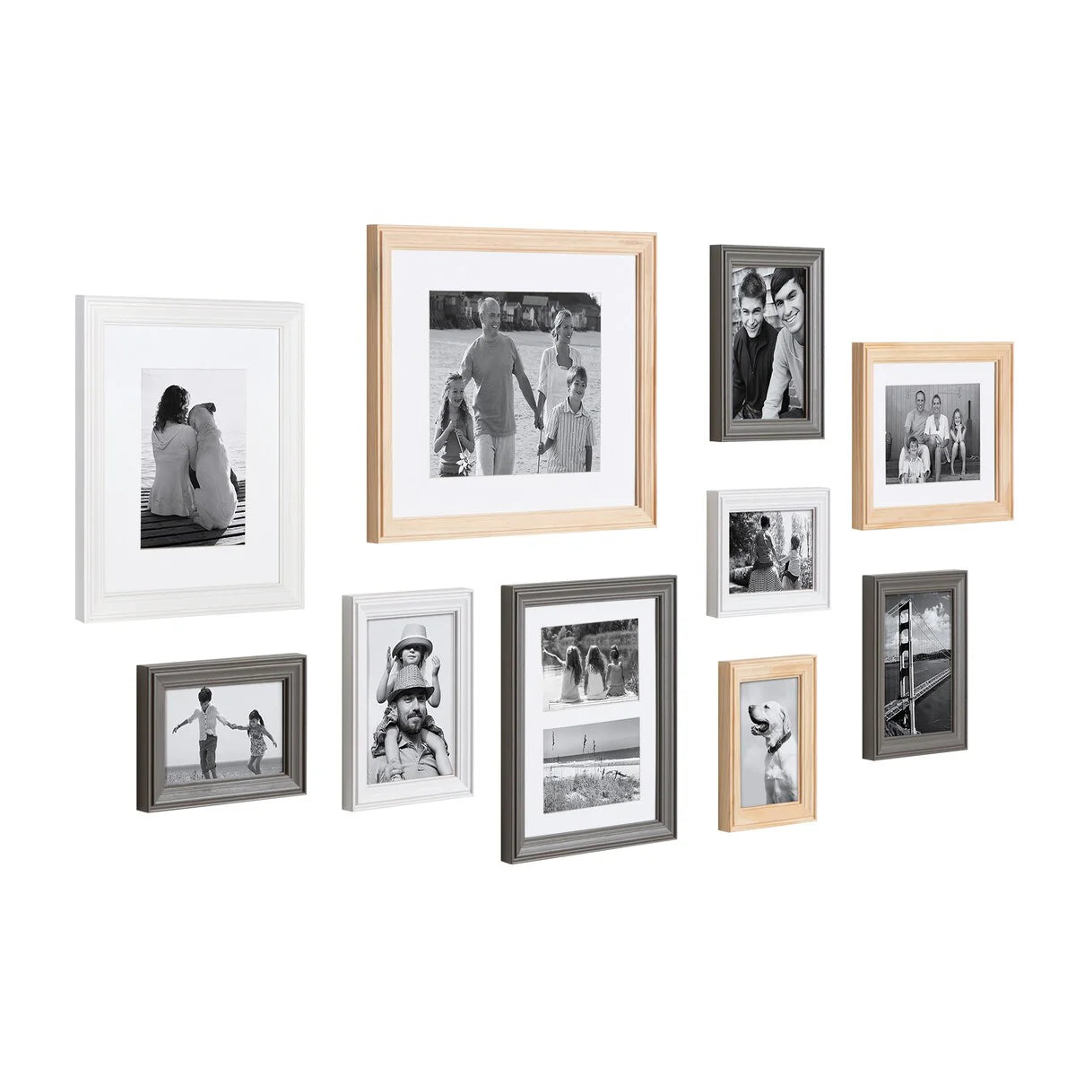10-Piece Wood Gallery Wall Picture Frame Set, Decorative Photo Display Frames for Living Room, Bedroom and Home Decor