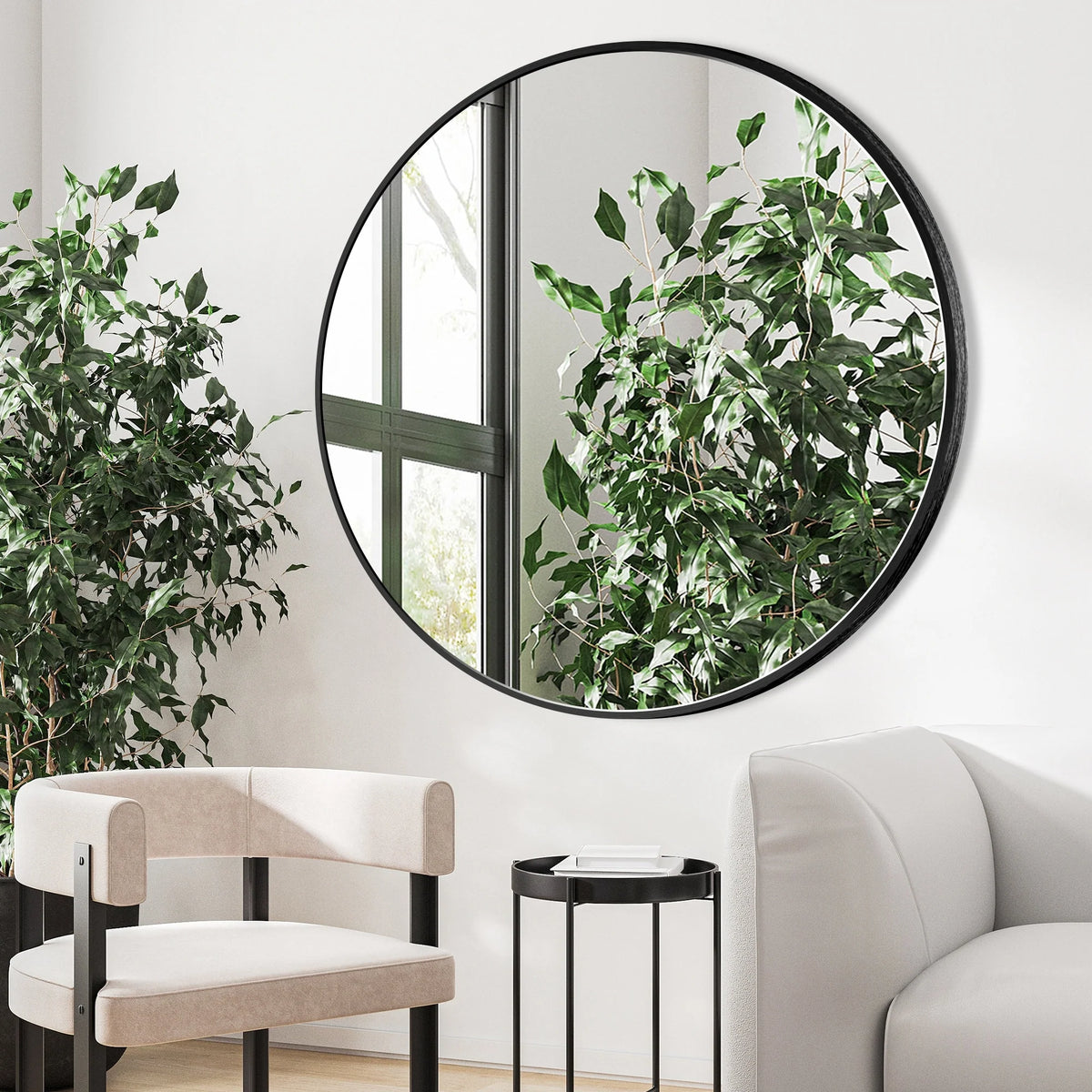 Modern Round Bathroom Vanity Mirror, Wall Mounted Circular Mirror for Bathroom, Bedroom and Home Decor