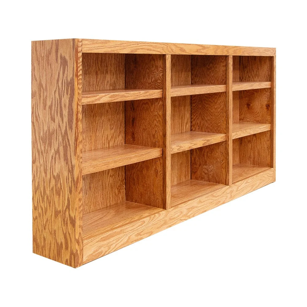 Triple Wide Wood Bookcase, 9 Shelf 36 Inch Tall Bookshelf for Home, Office and Display Storage