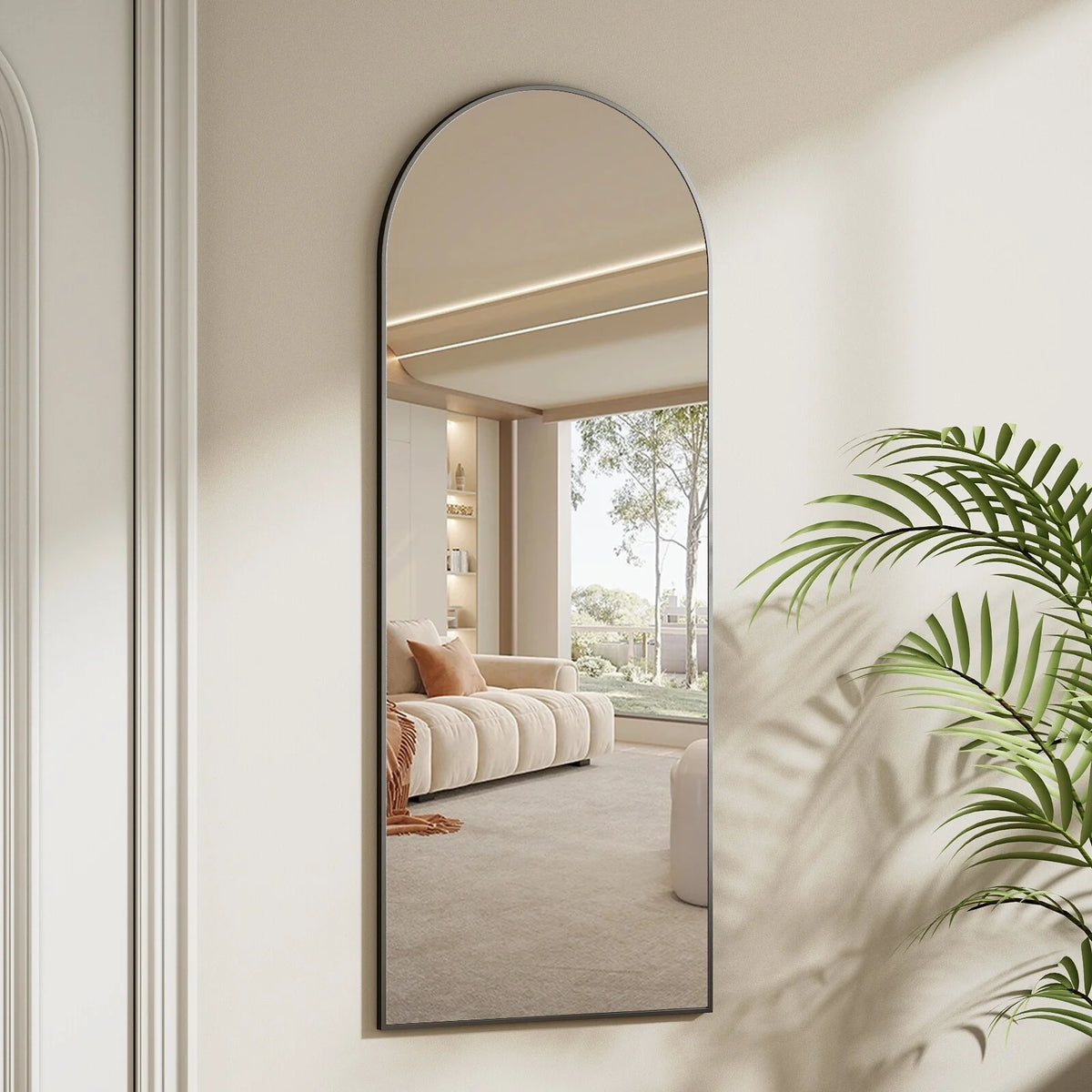 48 x 16 Inch Full Length Wall Mirror with Leather Strap, Hanging Full Body Mirror for Bedroom, Entryway and Home Decor