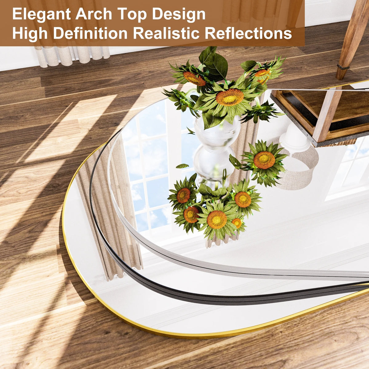 Modern Arched Full Length Floor Mirror, Aluminum Alloy Frame Standing Full Body Mirror