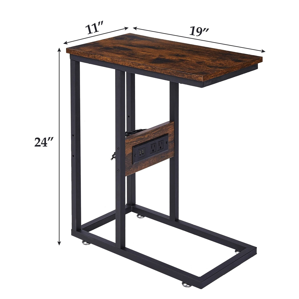 Set of 2 C-Shaped Sofa Side Tables, Small End Tables for Living Room, Bedside and TV Tray