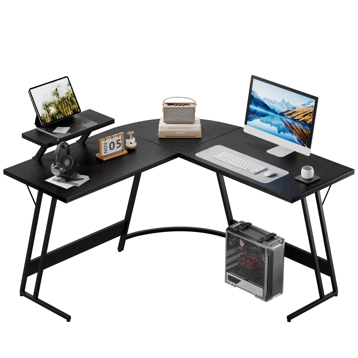 L-Shaped Gaming Desk, Computer Corner Desk and Office Writing Desk for Home