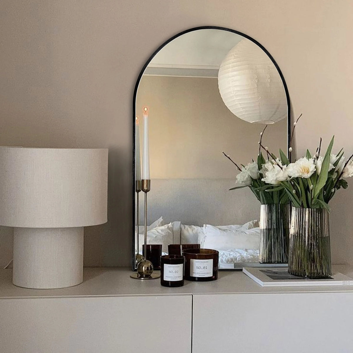 Modern Arch Aluminum Bathroom Wall Mirror, Wall Mounted Vanity Mirror for Bathroom, Bedroom and Home Decor