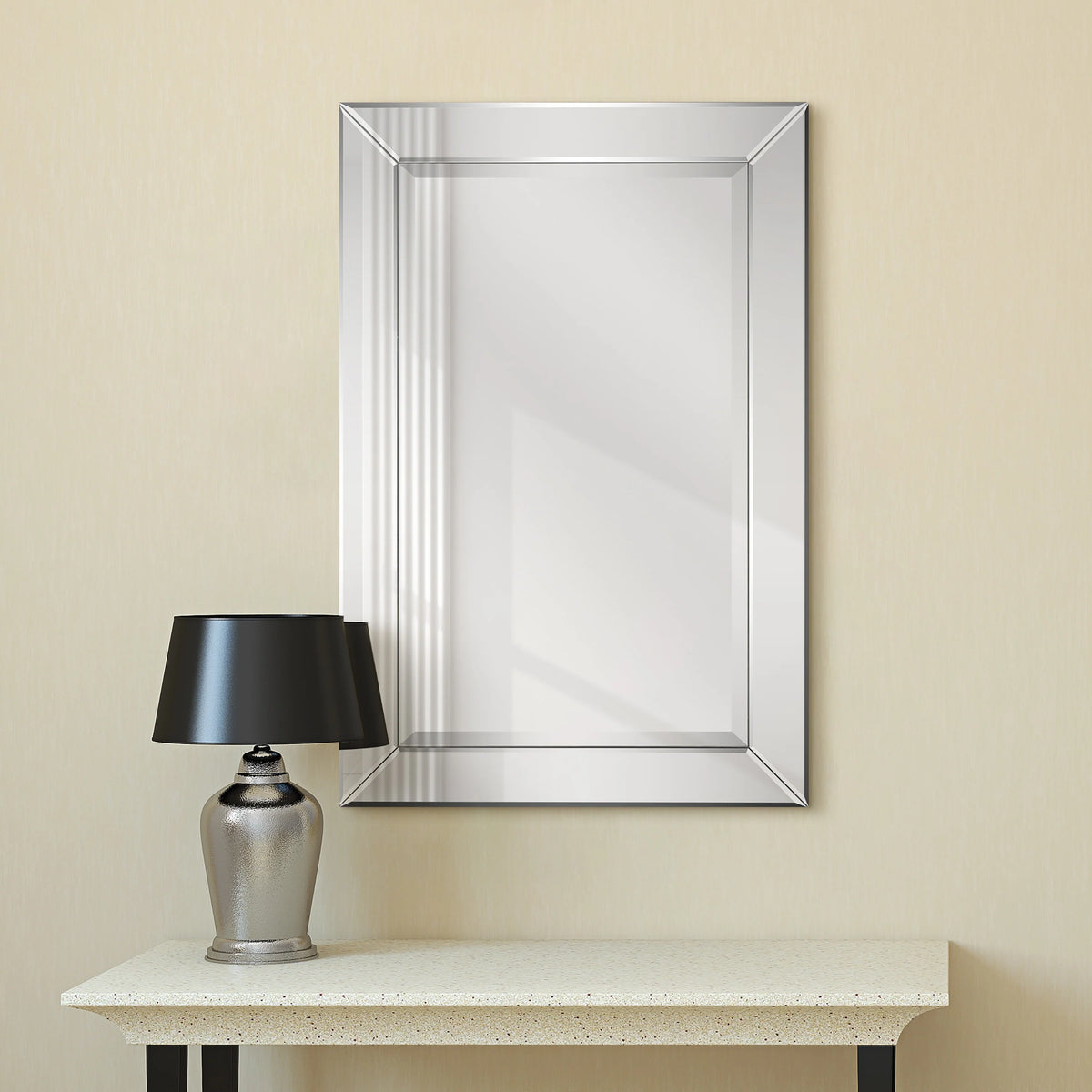 Beveled Rectangular Clear HD Wall Mirror, Bathroom Vanity and Bedroom Mirror, 3 Sizes