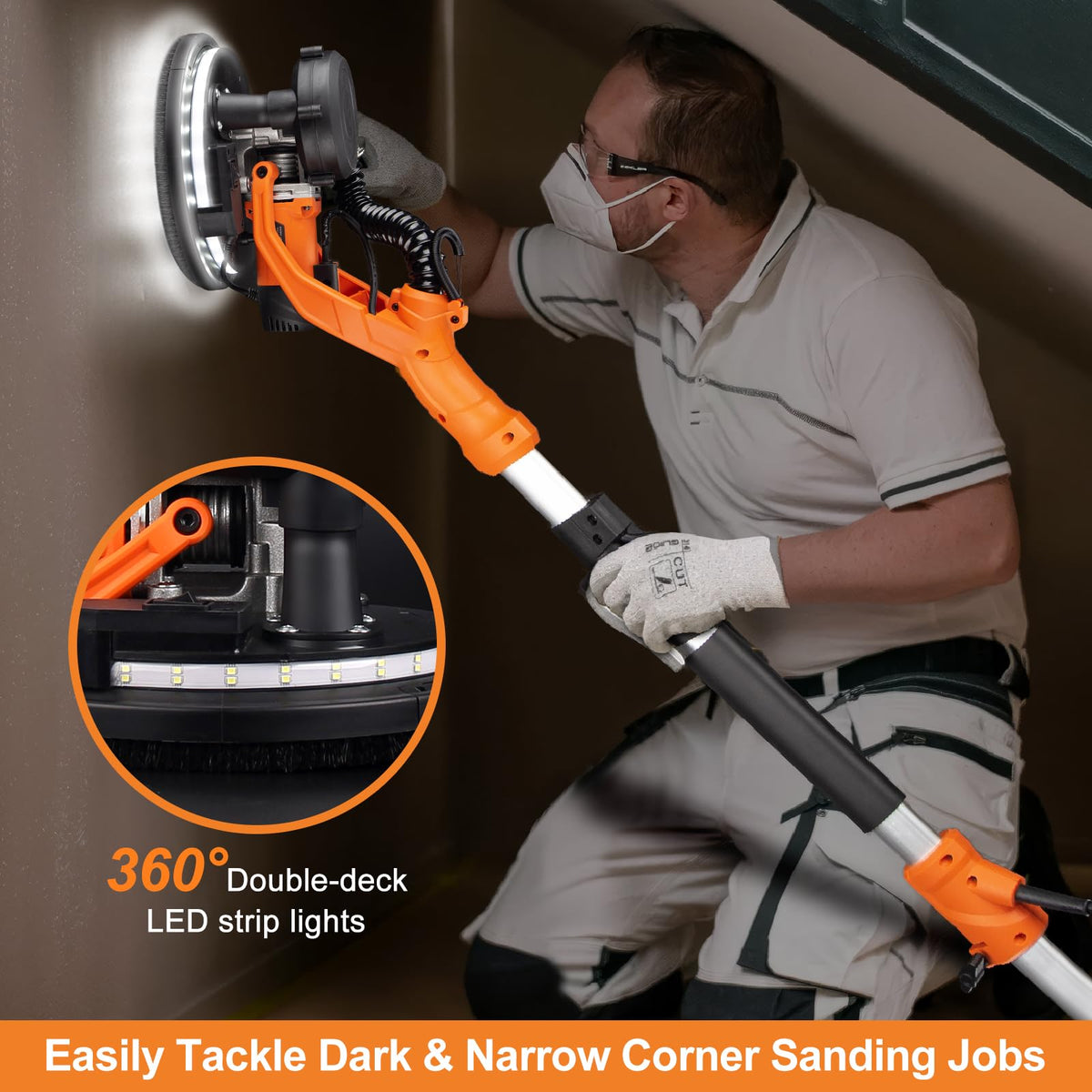 1000W Drywall Sander, Electric Wall and Ceiling Sanding Tool for Popcorn Texture Removal