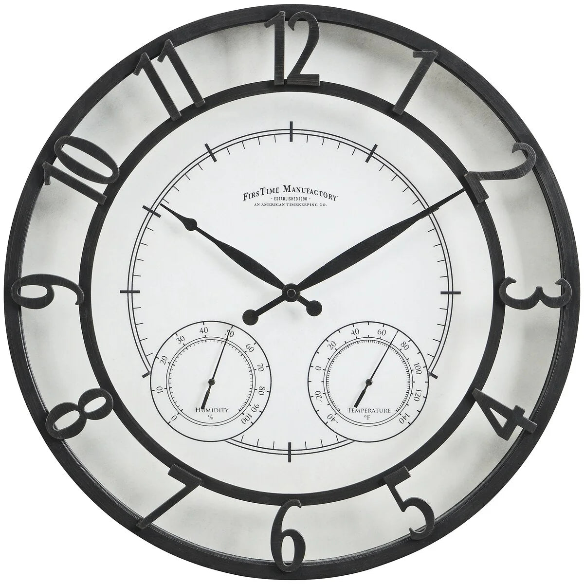 18" Bronze-Tone Outdoor Wall Clock, Weather-Resistant Plastic, Farmhouse Style