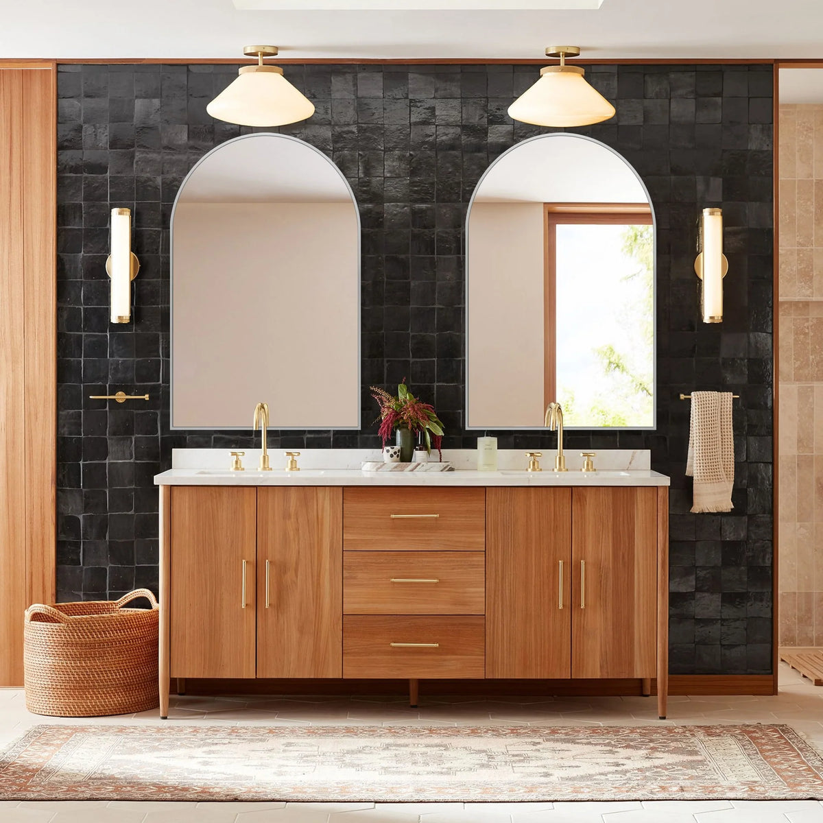 2 Pack 36x24 Inch Arched Bathroom Vanity Mirrors, Wall Mounted Decorative Mirrors for Bathroom and Bedroom