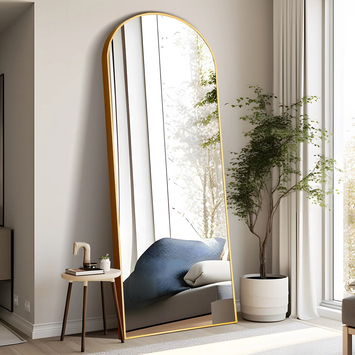 Arched Full Length Floor Mirror, Large Full Body Standing and Wall Mounted Mirror for Bedroom, Living Room and Home Decor