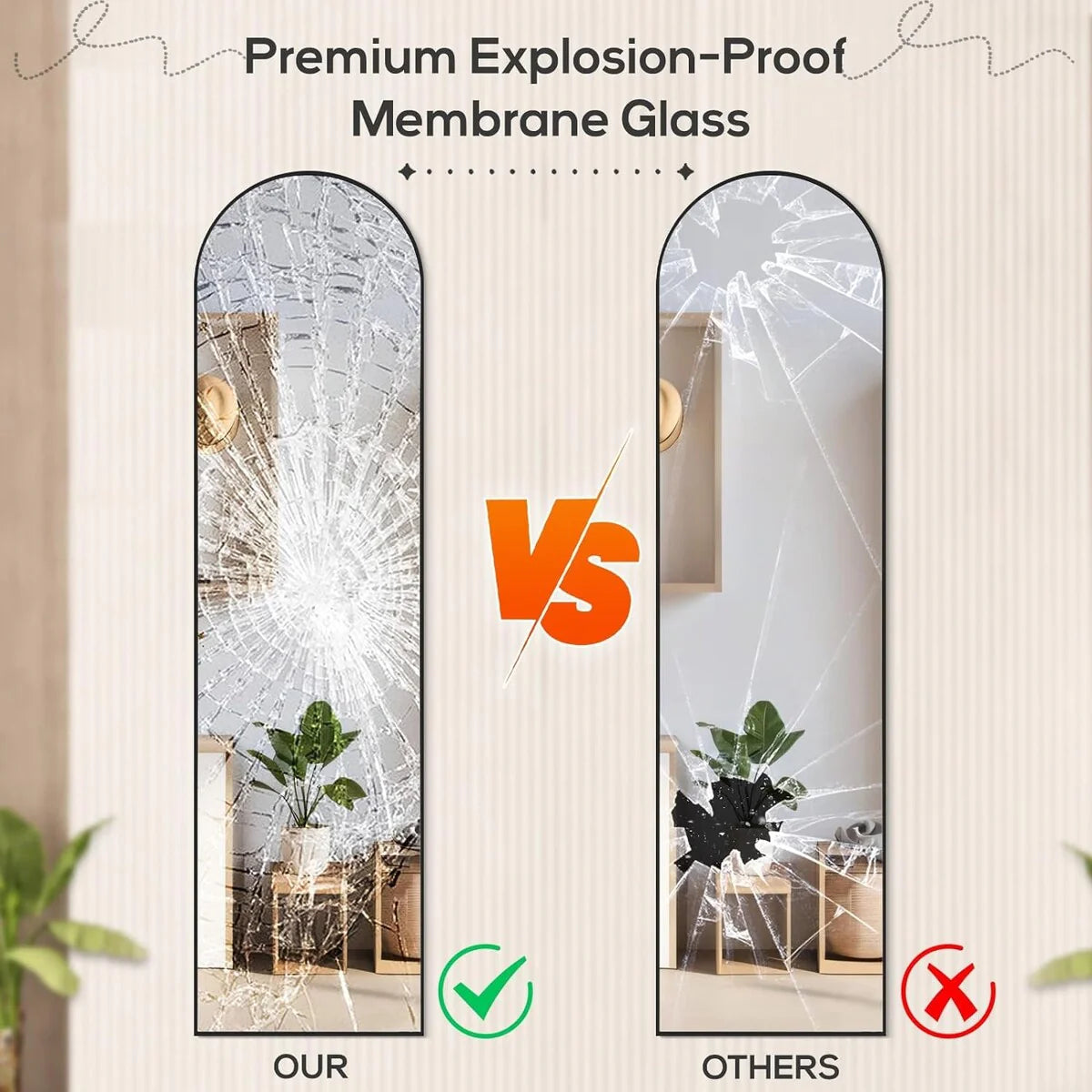 Full Length Mirror with Stand, Aluminum Alloy Frame Full Body Floor Mirror for Bedroom and Cloakroom