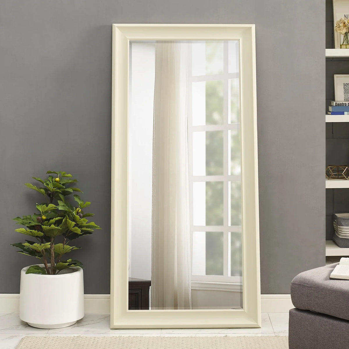 Tall Full Length Mirror, Oversized Rectangle Full Body Wall Mounted Mirror with Smooth Faux Wood Frame