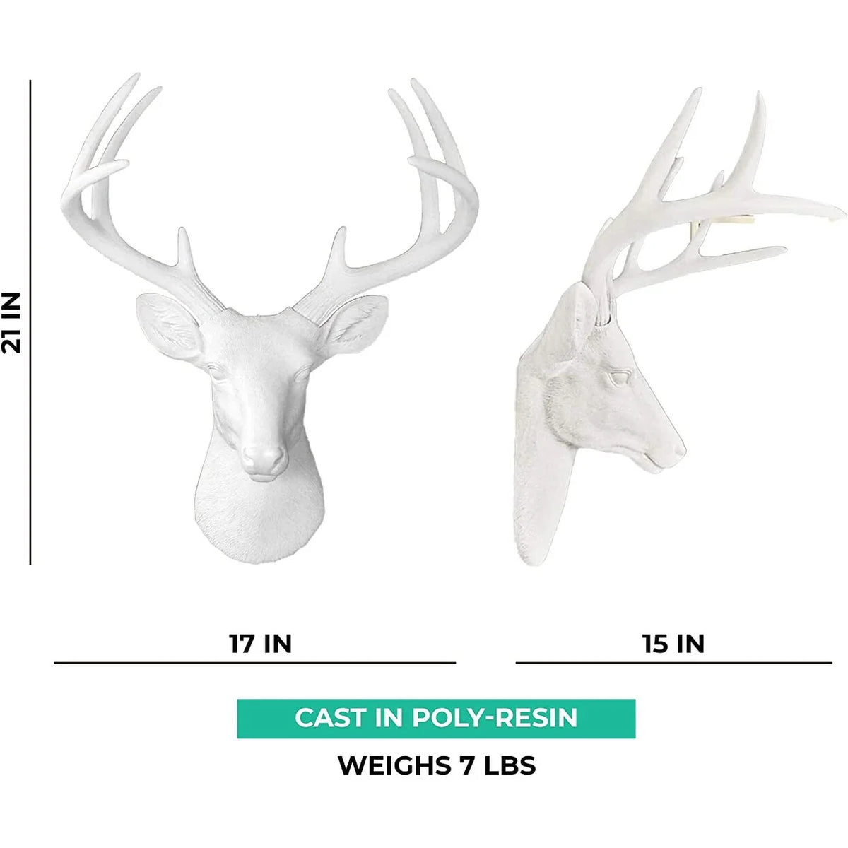 White Deer Head Wall Decor, Modern Decorative Animal Head Sculpture for Living Room, Bedroom and Home Decoration