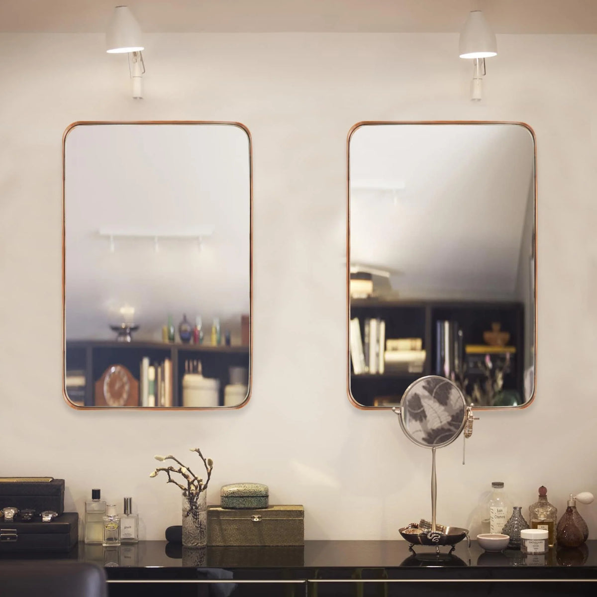 Wall Mirror Vanity Mirror, Bathroom Mirror with Rounded Corners, 1 Piece
